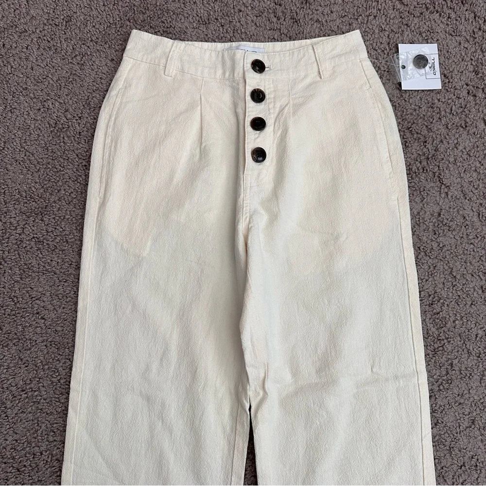 O’Neill Linen Blend Straight Wide Pants Womens 24 Wax Paper